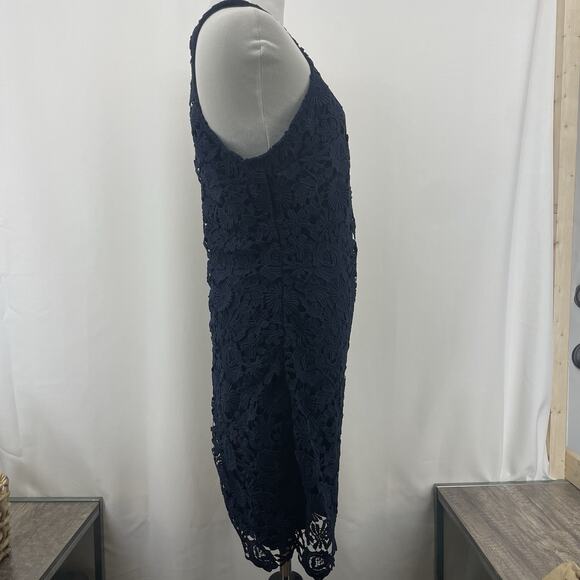 Lulu's Size Medium Love Poem Cocktail Dress Crochet‎ Lace Navy Blue Sleeveless - Picture 8 of 13